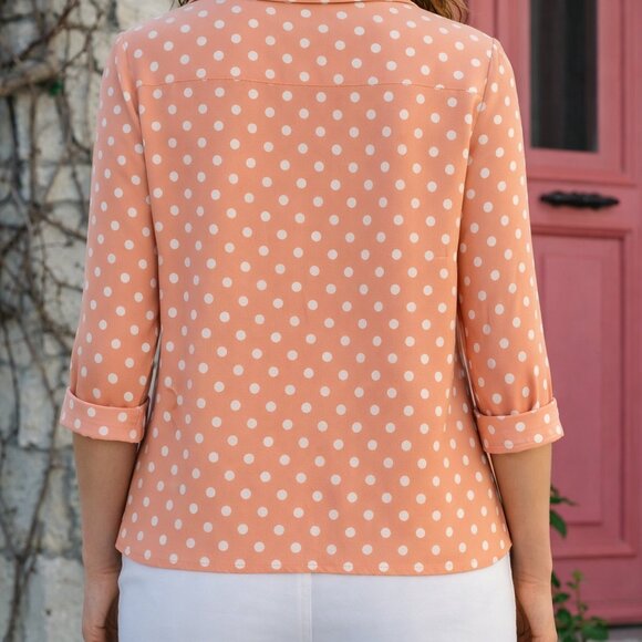 Italian Design Polka Dot Blouse – Elegant Lightweight Shirt - Picture 2 of 3